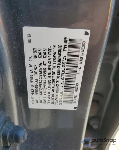 2013 Honda Cr-V Ex из США, поврежденный, VIN 3CZRM3H57DG707623